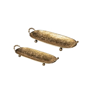 Wholesale Antique Gold Oval Metal <b>Tray</b> Hammered Decorative Coffee Table Serving <b>Tray</b> Vintage <b>Perfume</b> Vanity Storage <b>Tray</b> - Product Image 5