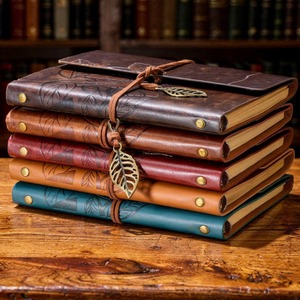 Lot de 5 carnets/journaux en cuir A4/A6 à feuilles mobiles rechargeables avec pages vierges et pendentif – Cadeau d'écriture vintage - Product Image 5