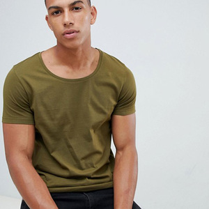 Camiseta de Manga Larga para Hombre, Cuello Redondo, Color Verde Oliva Sólido, Corte Ajustado, Informal, Tejido de Punto, Algodón - Product Image 3