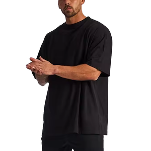 High Quality Dropped Shoulder Men's Oversized Graphic T-shirts Solid Heavyweight Cotton <b>Tshirt</b> Custom Streetwear Men's T-Shirt - Product Image 1