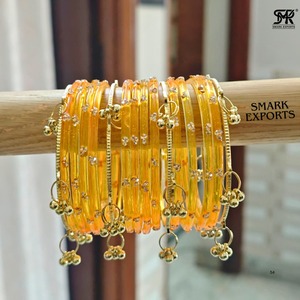 Ensemble de bracelets en or plaqué or jaune cachemiri faits à la main de luxe avec ghungroo, bijoux ethniques traditionnels pour femmes, 16 pièces - Product Image 5