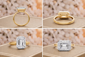 Anillo de Compromiso Solitario de Diamante Corte Esmeralda en Oro de 14K, Diamante Cultivado en Laboratorio / Moissanita, Anillo de Boda Minimalista para Mujer - Product Image 5