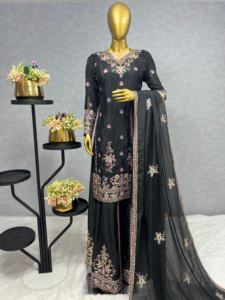 Lanzamiento de una Nueva y Hermosa Colección de Diseñador, Salwar Kameez Dupatta con Bordado Elegante y Trabajo de Lentejuelas, Seda Chinon Pura - Product Image 4
