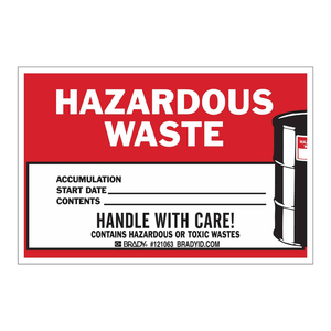 Étiquettes d'accumulation de déchets dangereux Brady 4" x 6" - Étiquettes adhésives durables et imperméables pour la gestion des déchets chimiques en laboratoire - Product Image 3