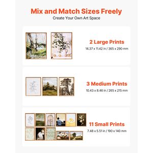 16 PCS Vintage Eclectic <b>Framed</b> Wall Art <b>Prints</b> High Glow Gallery Wall Decor <b>with</b> 3 Sizes Flexible Combinations - Product Image 3