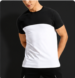 Men's Color Blocked Short Sleeve T-Shirt Loose Fit O-Neck Knitted Casual Sporty Digital Printing Jersey Blank - Product Image 2
