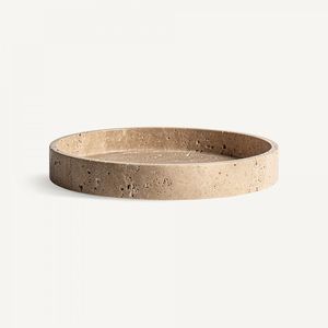 Plateau de présentation élégant en travertin, organisateur de comptoir de salle de bain en pierre naturelle de luxe pour hôtels, complexes hôteliers et villas - Product Image 1