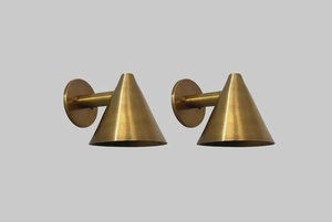 Paire de appliques murales en laiton, luminaires muraux modernes du milieu du siècle, ensemble d'appliques coniques minimalistes, éclairage moderne pour chambre à coucher - Product Image 3