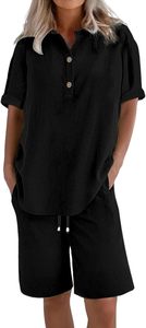 Conjunto de Ropa de Casa de Verano para Mujer, Tejido de Algodón, Pantalón Corto y Camiseta de Manga Corta, Ligero, Transpirable, Informal, Venta al Por Mayor - Product Image 2