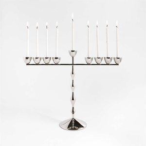 <b>Black</b> Iron Modern Metal Menorah Candle Holder Hanukkah Decorative Tabletop Minimal Home Display Stand - Product Image 3