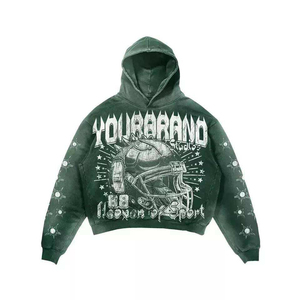 Ensemble survêtement streetwear vintage délavé à l'acide, design personnalisé, 100% coton, logo sérigraphié, sweat à capuche et pantalon de jogging pour homme, fabriqué au Pakistan - Product Image 5