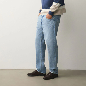 Jeans de Mezclilla para Hombre, Cintura Alta, Corte Recto, Ajuste Regular, Casuales, Azules, Elásticos, Transpirables, con Servicio de Venta al Por Mayor OEM - Product Image 4