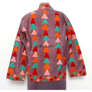 Customizable Embroidery 100% Cotton Winter Cotrise Jacket Women Handmade Cotrise Fabric Button Closure Breathable Eco-Friendly - Product Image 4