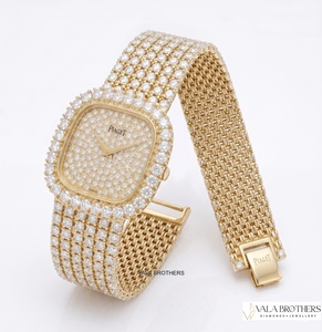 Montre Piagett en diamant, boîtier carré en or jaune 30 mm, quartz analogique, bracelet de luxe pour femme - Product Image 2