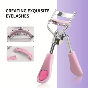Recourbe-cils 1 pièce, portable, professionnel, durable, de haute qualité, en forme de cœur, poignée antidérapante, en acier inoxydable - Product Image 1