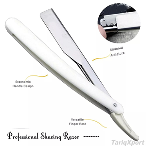 Navaja de Barbero Profesional de Acero Inoxidable con Mango de Acero, Diseño de Filo Recto, para Uso Corporal y Facial, Afeitado de Barba, Logotipo Personalizado - Product Image 3