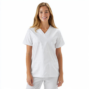 Medical <b>Scrub</b> <b>Tops</b> Wholesale Knitted 100% Cotton Breathable Comfortable Unisex - Product Image 5