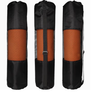 Bolsa de transporte para colchoneta de yoga morada con ribete negro y panel de malla para almacenamiento y transporte de equipos de entrenamiento físico en el gimnasio - Product Image 3