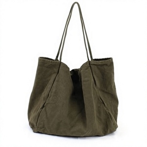 Bolsa de Lona Verde Oliva, Estilo Minimalista, Color Sólido, Abertura Superior, para Uso Diario, Bolsa para Mujer - Product Image 1