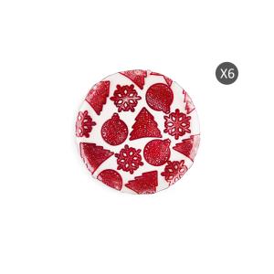 Excelsa – Assiettes à dessert de Noël, lot de 6, verre rouge, 22,5 cm, vaisselle de fête ronde - Product Image 3