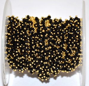 Chaîne de perles noires en forme de grappes, plaquée or, pour la fabrication de bijoux DIY, fournitures de bijouterie, chaîne de perles - Product Image 1