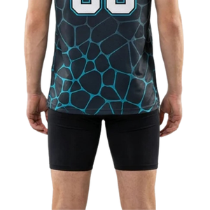 Conjunto de Camiseta y Pantalones Cortos de Baloncesto con Diseño Geométrico para Hombre, Cuello en V, Sin Mangas, Parte Superior Ajustada, Parte Inferior con Estampado del Nombre y Número del Jugador, Uniformes - Product Image 6