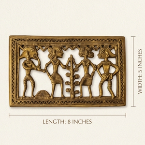 Panneau mural artisanal en laiton Dhokra, motif tribal de scène folklorique, pour une décoration intérieure d'impact - Product Image 2