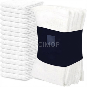 En promotion aujourd'hui : Serviettes de nettoyage en tissu éponge côtelé blanc 100 % coton 16x19 32oz, très résistantes, pour usage commercial et professionnel, fabriquées en Inde. - Product Image 2