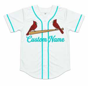 Maillot de baseball personnalisé blanc et turquoise, impression par sublimation, tissu respirant, séchage rapide, doux, col en V, manches courtes, été - Product Image 1