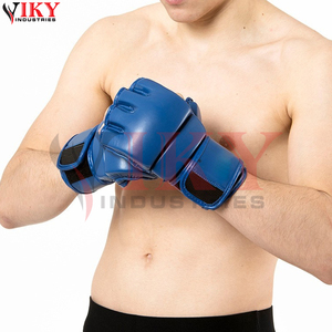 Gants de MMA en cuir bleu uni, nouvelle tendance, pour entraînement et sparring, avec paume ouverte, pour arts martiaux - Product Image 4