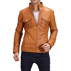 Blouson aviateur d'hiver en cuir véritable marron de qualité supérieure pour hommes, tissu en toile à capuche avec logo sur le devant, style motard et streetwear - Product Image 1