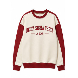 Sweat-shirt à col rond Delta Sigma Theta, crème et rouge, manches raglan, unisexe, décontracté, tricoté, pull-over, vêtements d'automne - Product Image 2