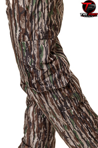 <b>Men</b> Outdoor Vertical Bark Camouflage Hunting Field <b>Bib</b> Overall Wide Elastic Shoulder Straps Full Front Zip Side Slash Pockets - Product Image 3