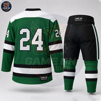 Vêtements de sport d'équipe écologiques, vêtements de performance, design par sublimation, service OEM ODM, ensembles d'uniformes de hockey sur glace verts personnalisés
