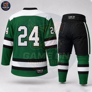 Team Sportswear Breathable Performance Apparel Sublimation Design OEM ODM Service Custom Green Ice Hockey Uniform Sets - Product Image 6