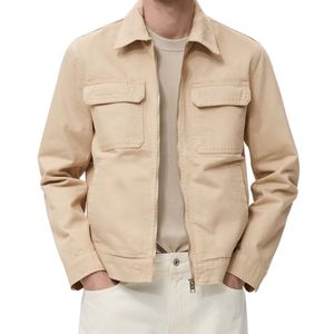 Wholesale Khaki <b>Utility</b> <b>Men</b> Denim <b>Jacket</b> Cotton Twill Flap Pockets Workwear Button Front Durable Casual Denim <b>Jackets</b> - Product Image 1