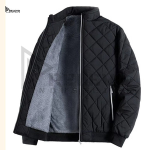 Men's Puffer <b>Jacket</b> Stand Collar Zipper Windproof Thick Polyester <b>Winter</b> Fit Solid Color - Product Image 6