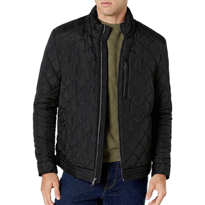Chaqueta Acolchada Azul Marino para Hombre, Cuello Alto, Cierre de Cremallera, Casual, Resistente al Viento, Relleno de Poliéster, para Otoño - Product Image 6