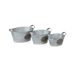 Jardinière en métal galvanisé au design excellent avec poignée pour la maison, l'extérieur et l'intérieur, pot à fleurs ovale décoratif - Product Image 6