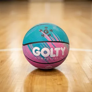 ลูกบาสเก็ตบอล GOLTY ไซส์ 5  วัสดุ PU  ไส้ยางบิวทิล  ทนทาน เป็นมิตรกับสิ่งแวดล้อม น้ำหนักเบา กันน้ำ ดีไซน์สีชมพูฟ้า - Product Image 1