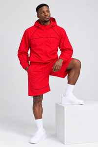 Ensemble coupe-vent léger à capuche pour hommes, style décontracté, avec fermeture éclair intégrale et short assorti, vêtements de sport d'extérieur pour hommes - Product Image 6