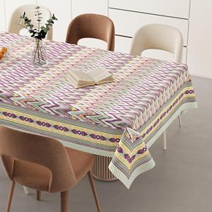 Floral Hand Block Printed Cotton Rectangular <b>Tablecloth</b> Textile Washable Eco-Friendly Simple Classic for Home & Hotel Use - Product Image 1