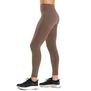 กางเกงกระชับสัดส่วนสีน้ำตาลมอคค่า แบบเรียบง่าย ไร้ตะเข็บ ระบายอากาศได้ดี แห้งเร็ว เอวยางยืด ไซส์พลัส ความยาวเต็มตัว - Product Image 4