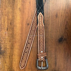 Nuevo estilo de marca de moda Boot Stitch cinturón de cuero de ante mecanizado a mano para hombres y mujeres diseño de lujo cinturón de cuero genuino para Jeans - Product Image 4