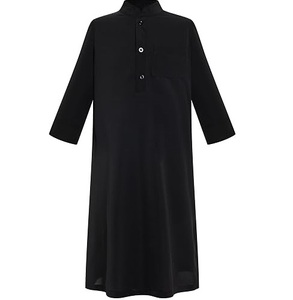 Qamis blanc pour garçons, manches trois-quarts, longueur au sol, robe de prière modeste, tenue ethnique pour bébés et enfants - Product Image 4