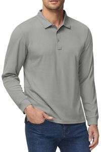 Polo tricoté décontracté grande taille coupe athlétique respirant pour homme – T-shirts polo à manches longues respirants coupe athlétique - Product Image 6