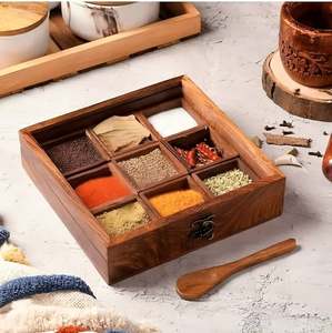 Caja de especias de madera tradicional, para almacenamiento de hierbas y especias en la cocina, utensilios de cocina, precio bajo, accesorios de cocina para el hogar. - Product Image 5