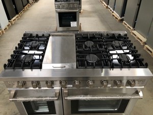 Cuisinière autonome à 6 brûleurs de 48 pouces avec double four, en acier inoxydable, gaz et électrique, appareil de cuisine - Product Image 3