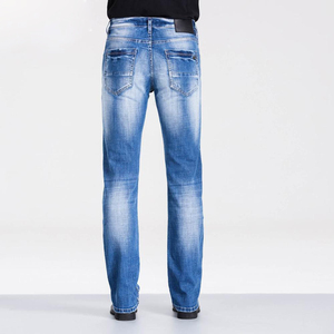 Jean en denim pour homme, taille mi-haute, style vintage hip-hop streetwear, en coton respirant, marron uni, avec fermetures éclair latérales, coupe droite - Product Image 3