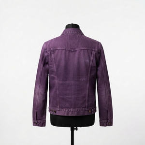 Veste en jean 100 % coton respirant couleur unie pour l'hiver, col montant, coupe classique, logo frontal - Product Image 4